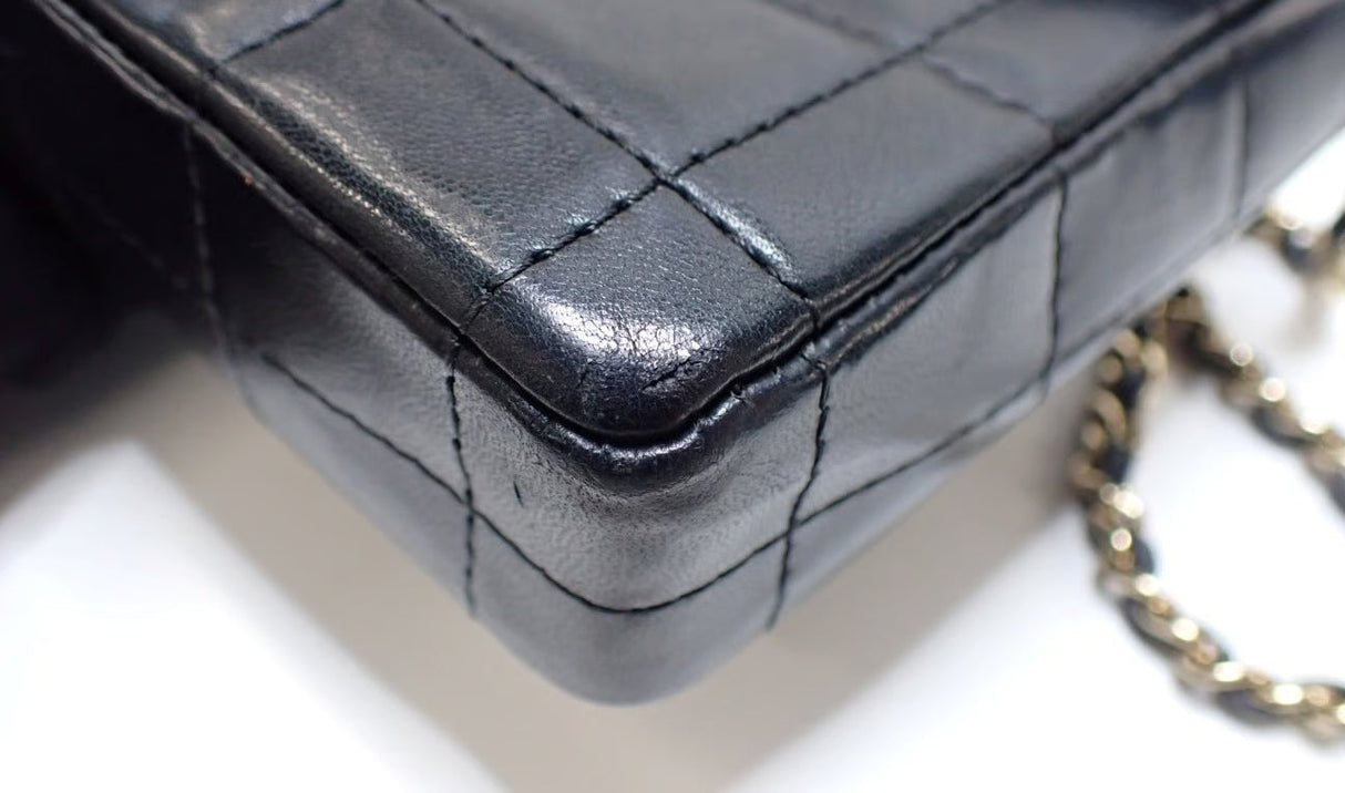 Chanel East West Chocolate Bar Bag Black Lambskin