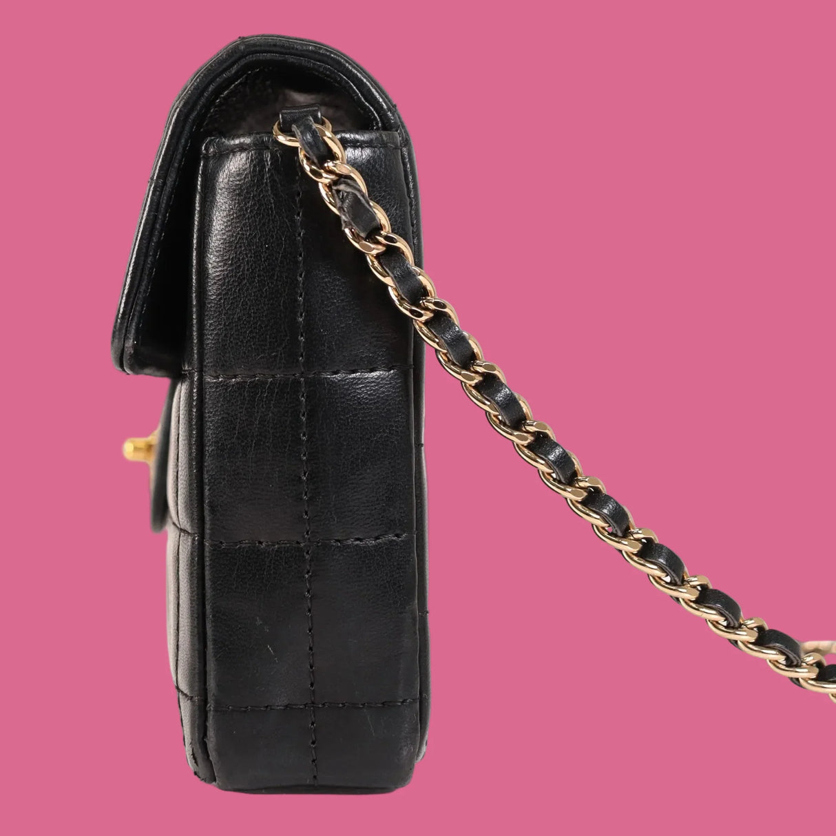 Chanel East West Chocolate Bar Bag Black Lambskin