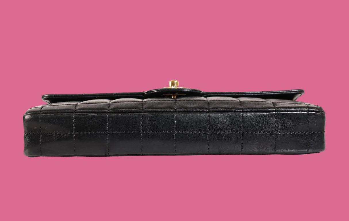Chanel East West Chocolate Bar Bag Black Lambskin