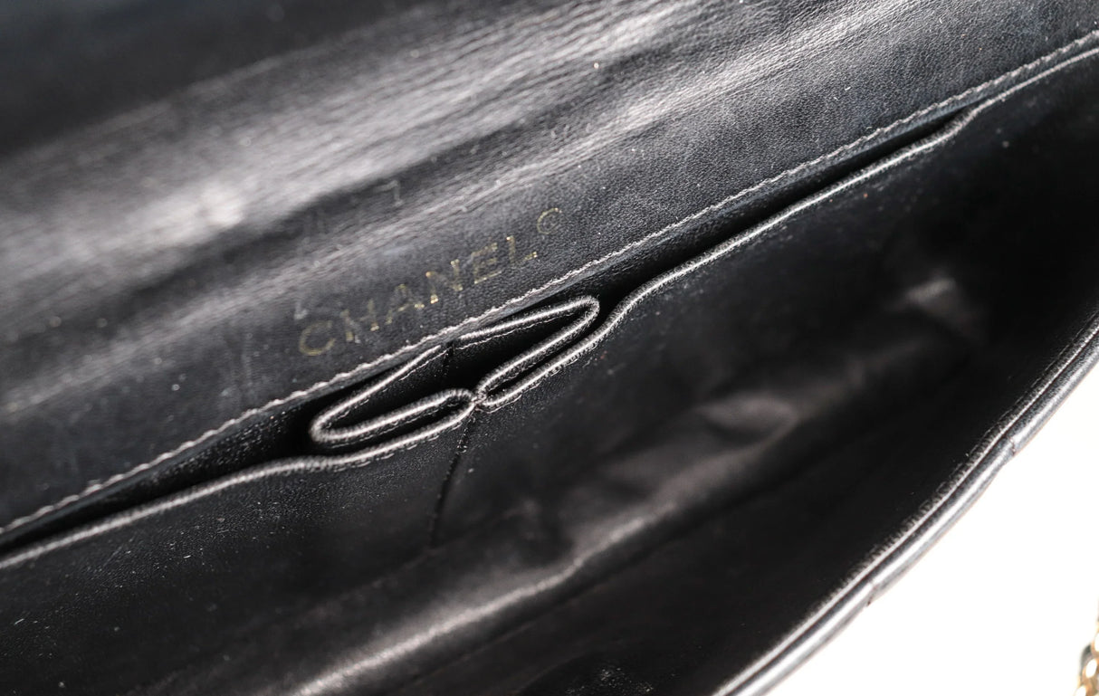 Chanel East West Chocolate Bar Bag Black Lambskin