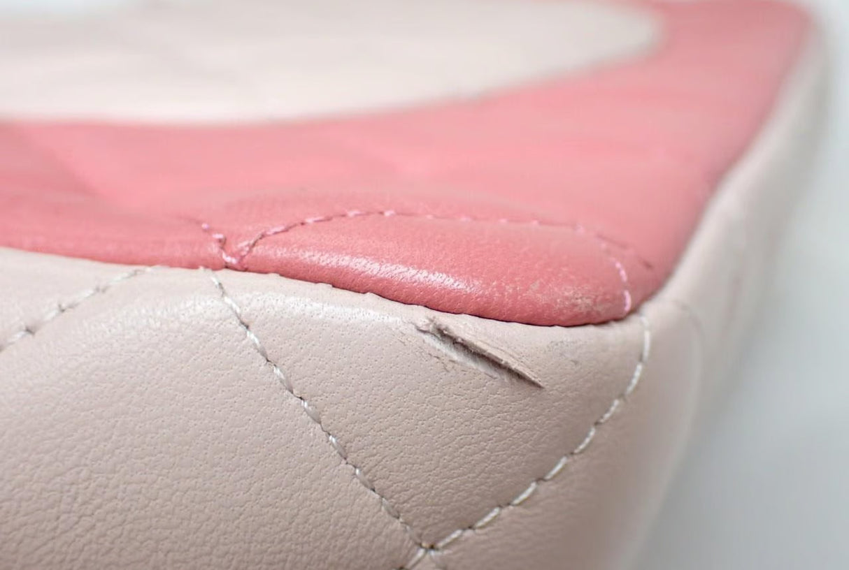 Chanel Pink Colorblock Matelassé Quilted Lambskin Chain Shoulder Bag
