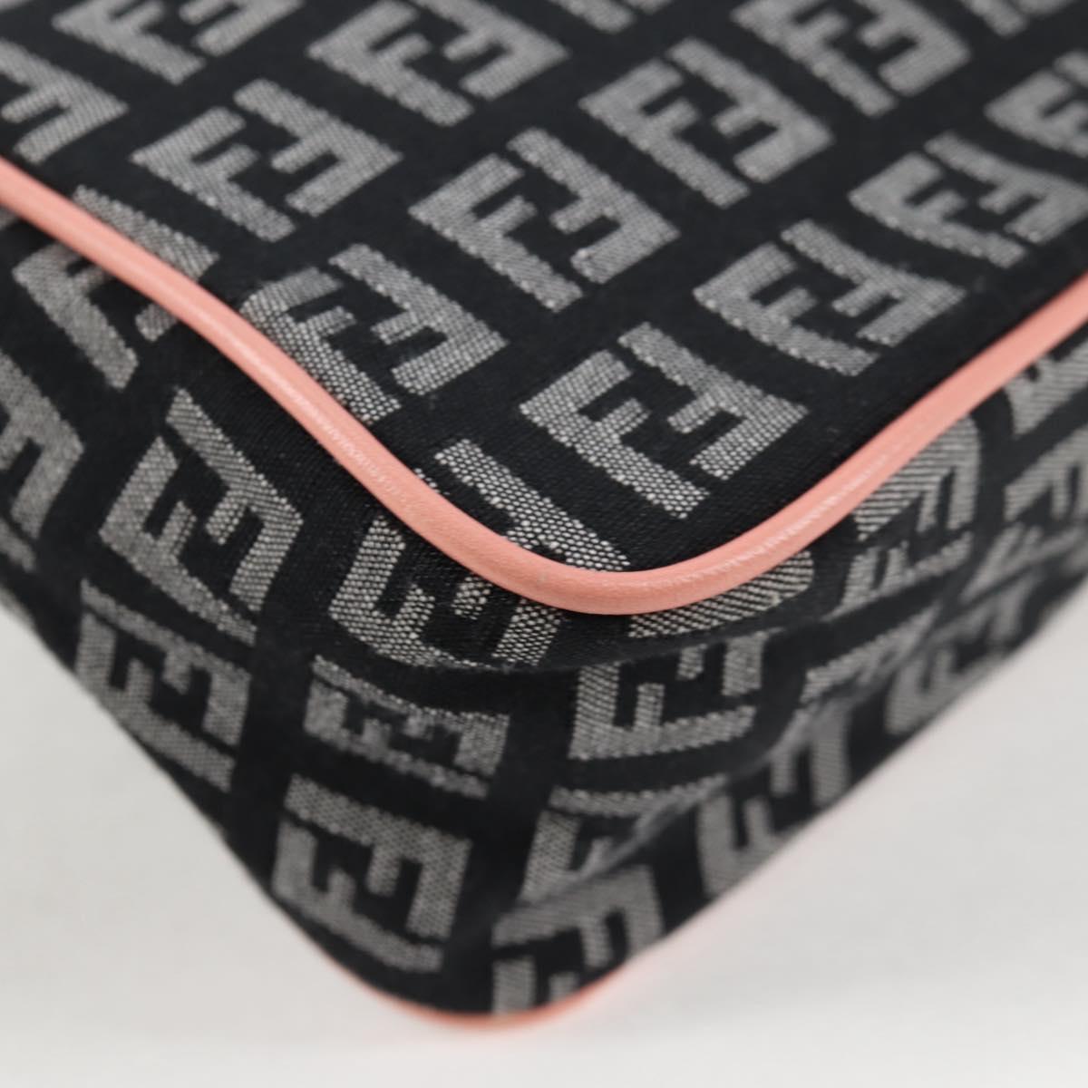 #45 Fendi Zucchino Canvas Hand Bag Black Gold