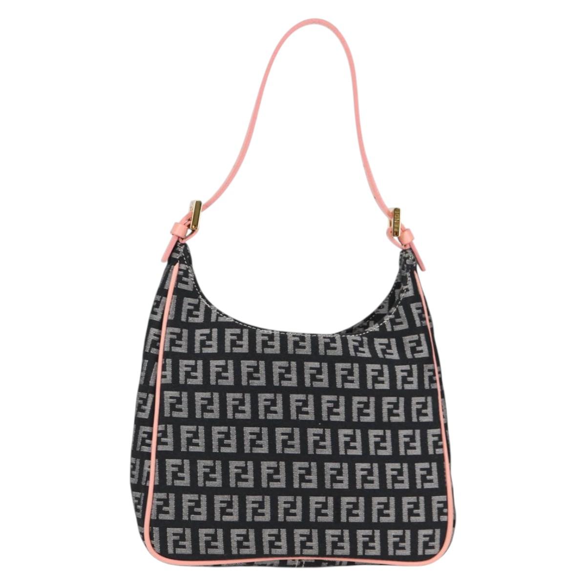 #45 Fendi Zucchino Canvas Hand Bag Black Gold
