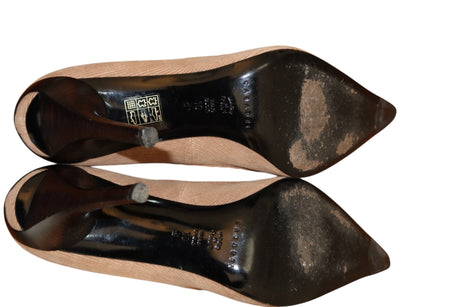 Casadei light brown corduroy heels with bow detail (10B)