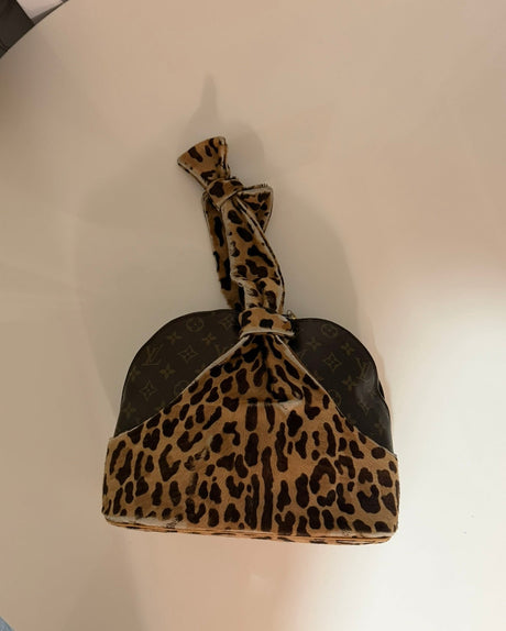 Authentic Vintage Louis Vuitton x Azzedine Alaïa 1996 Limited Edition Monogram Canvas & Leopard Calf Hair Centenaire Alma Bag “as is”