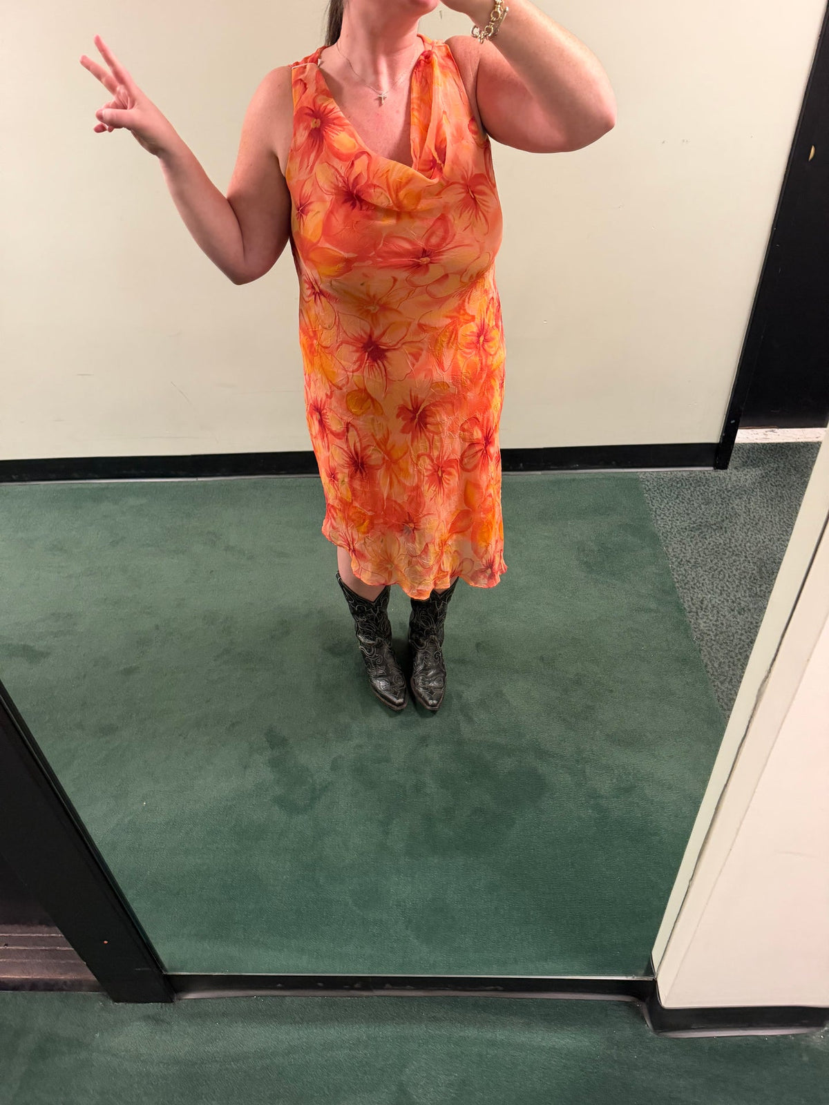Orange bias cut dress - sku TUV #2444