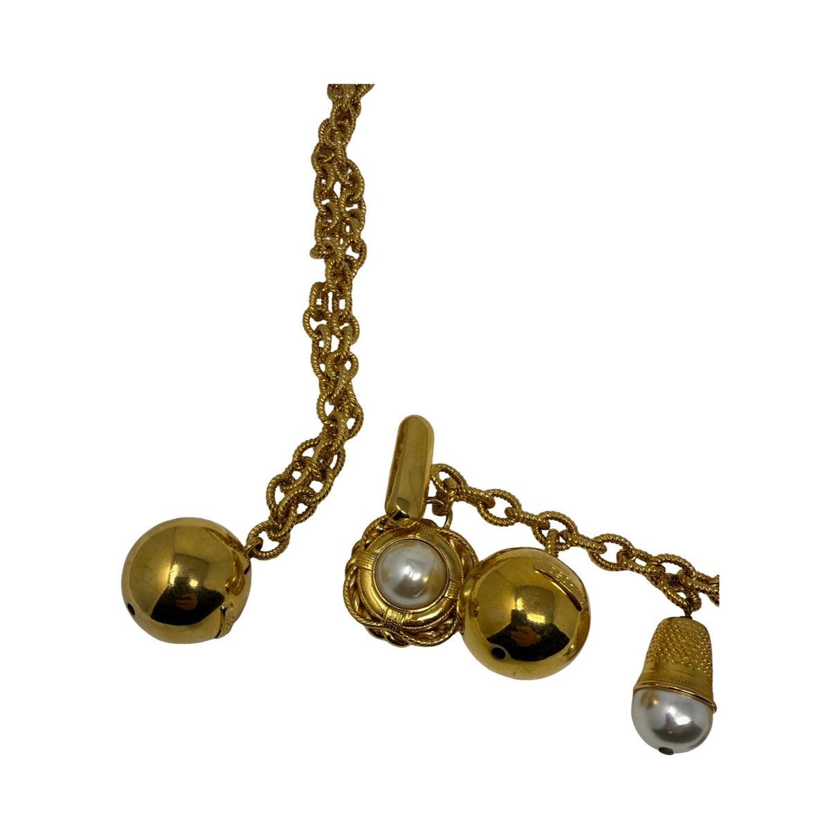 Moschino Gold Chain Charm Heart Razor Blade Timble Belt