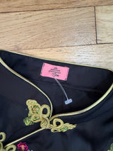 Black tang style top with floral details tuv #125678