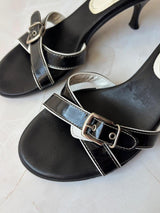 Coach US 9 Black Leather Slide Sandal