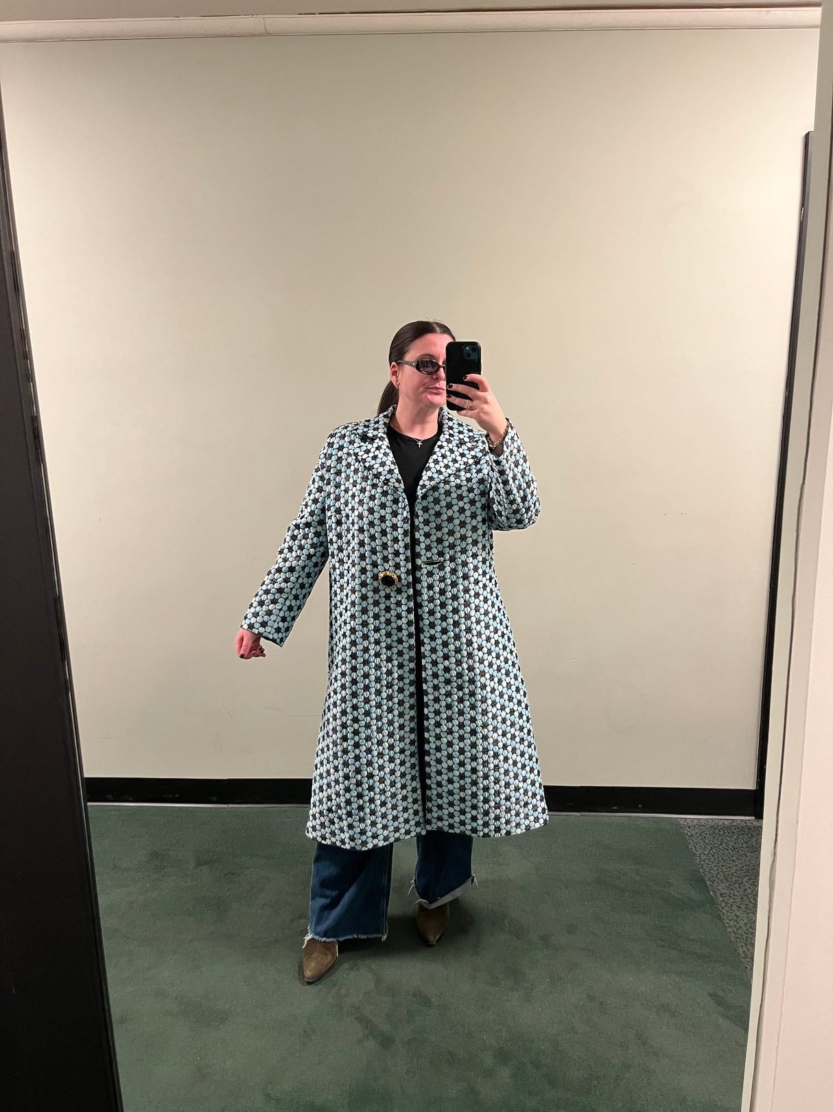 Italian Iridescent Black and Blue Oversized Jacket