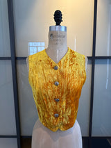 VotreNom Yellow Crushed Velvet Fitted Vest