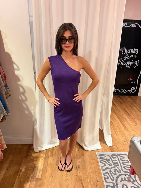 Ralph Lauren purple label purple one shoulder wool knit dress - tuv #104