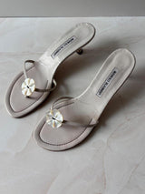 Manolo Blahnik EU 38.5 Ivory Leather Thong Sandal