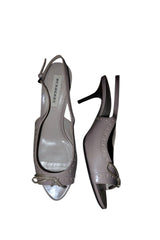 Burberry taupe leather open toe slingback heels (40)