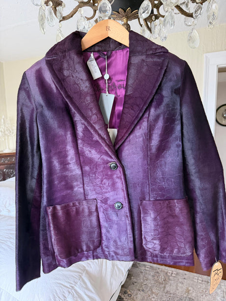Rare Vintage Mila Schon Purple Pony Hair Jacket with tags from Iris Apfel personal collection - size 6