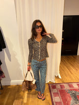 Blue Fendi Cheetah button down cardigan - SKU tuv #382