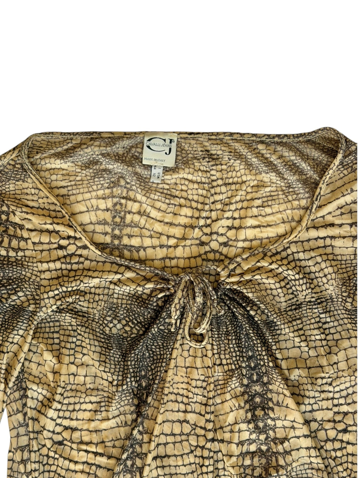 Cavalli crocodile print tan and black long sleeve top
