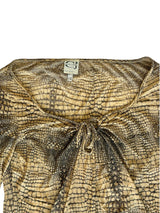 Cavalli crocodile print tan and black long sleeve top
