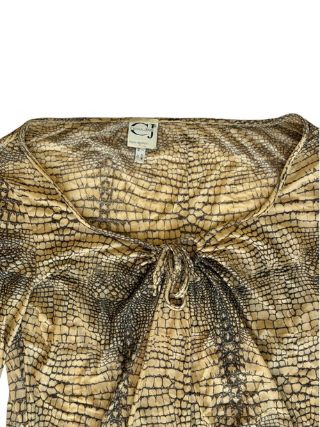 Cavalli crocodile print tan and black long sleeve top