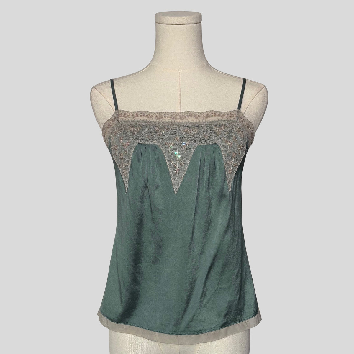 Ornate neckline cami in teal