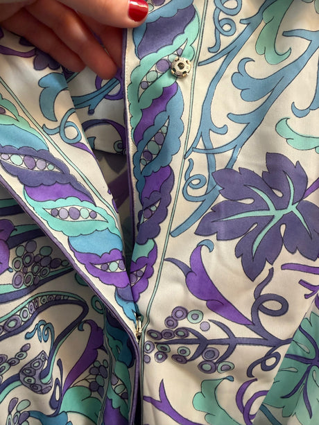 Vintage 1960s/70s Emilio Pucci for Formfit Rogers Blue and Purple Mini Dress and Matching Robe size Small