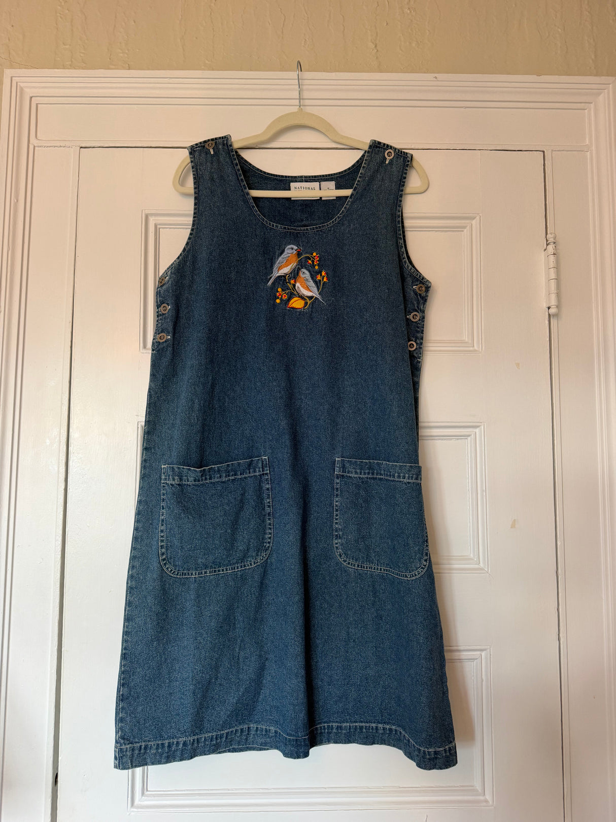 Denim dress with birds on it - sku tuv #65789