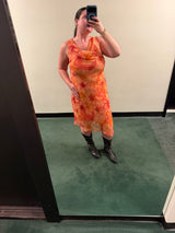 Orange bias cut dress - sku TUV #2444