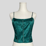 Brocade floral cami in teal