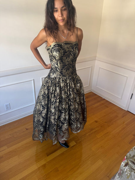 Saks Fifth Avenue Black and Gold Gown