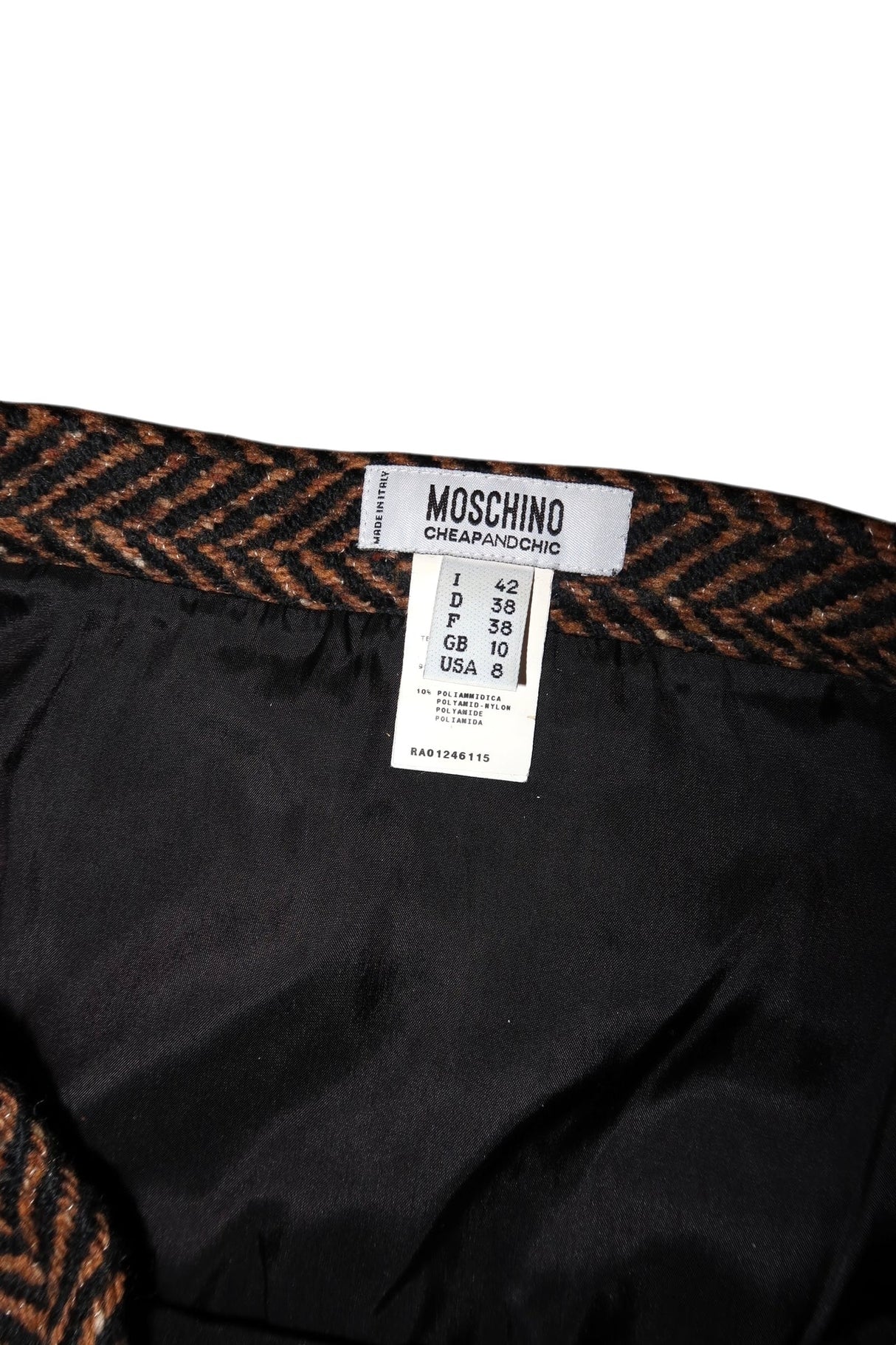 Moschino herringbone and leopard fur trim skirt (42)