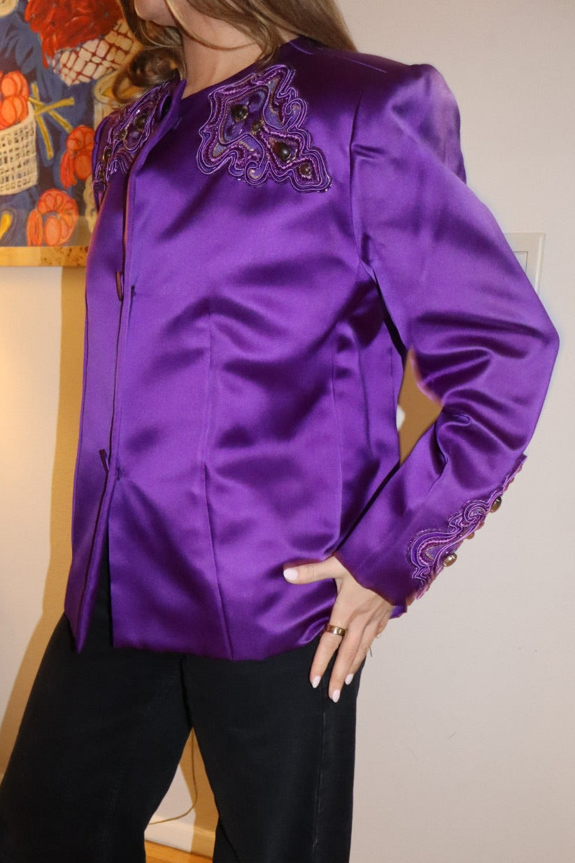 Vintage Purple Givenchy Embellished Blazer with Stunning Embroidery- size M