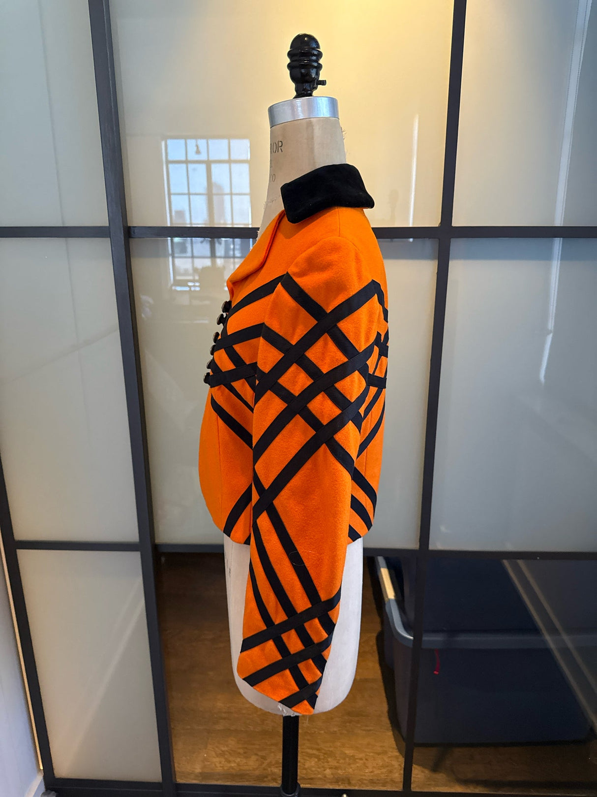 Moschino Cheap & Chic Size 8 Orange & Black Wool Jacket