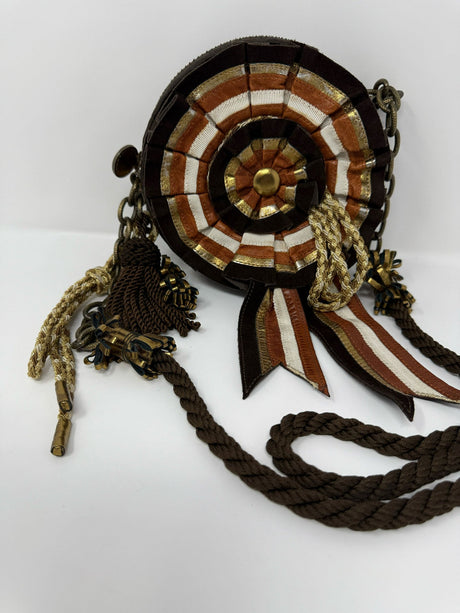 Moschino Brown Round Ribbon Bag Crossbody Purse
