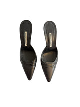 Manolo Blahnik black leather criss cross detail mules (38.5)
