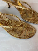 Manolo Blahnik EU 40.5 Gold Brocade Thong Sandal