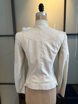 Burberry Size 38 Ivory White Leather Hook Eye Jacket