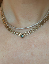 14K Gold Panther Necklace with Tourmaline