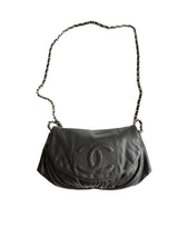 Chanel black CC caviar half moon wallet on chain bag