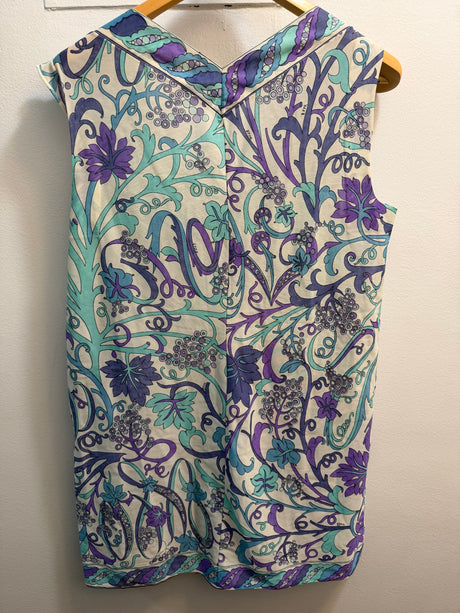 Vintage 1960s/70s Emilio Pucci for Formfit Rogers Blue and Purple Mini Dress and Matching Robe size Small
