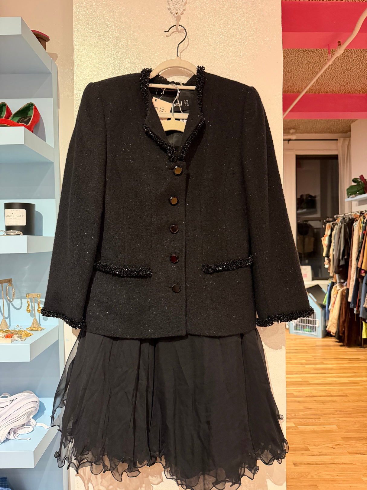 Louis Feraud black beaded blazer set TUV #1111