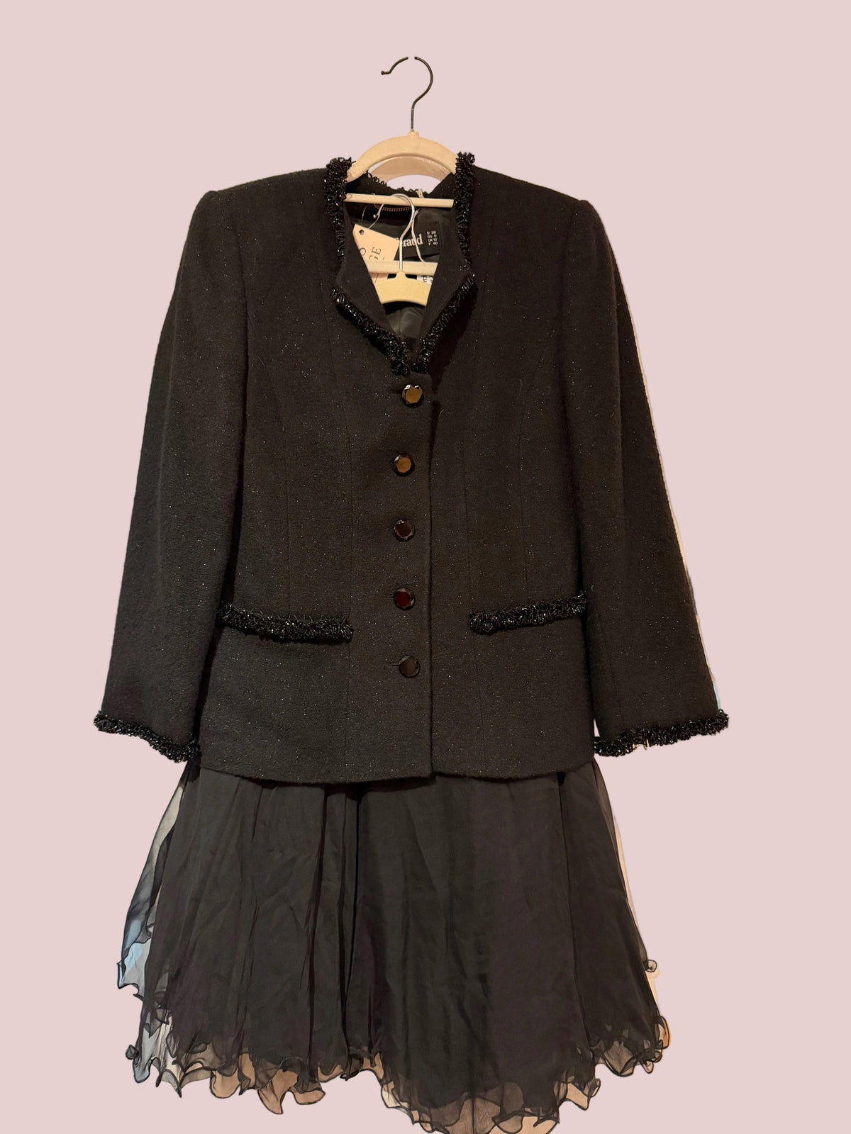 Louis Feraud black beaded blazer set TUV #1111
