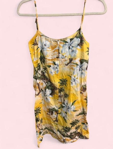 100% cotton Hawaiian yellow dress - SKU TUV #85