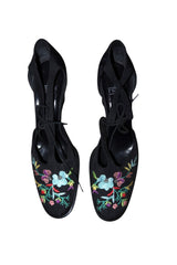 Fendi black monogram canvas heels with floral embroidery (40)