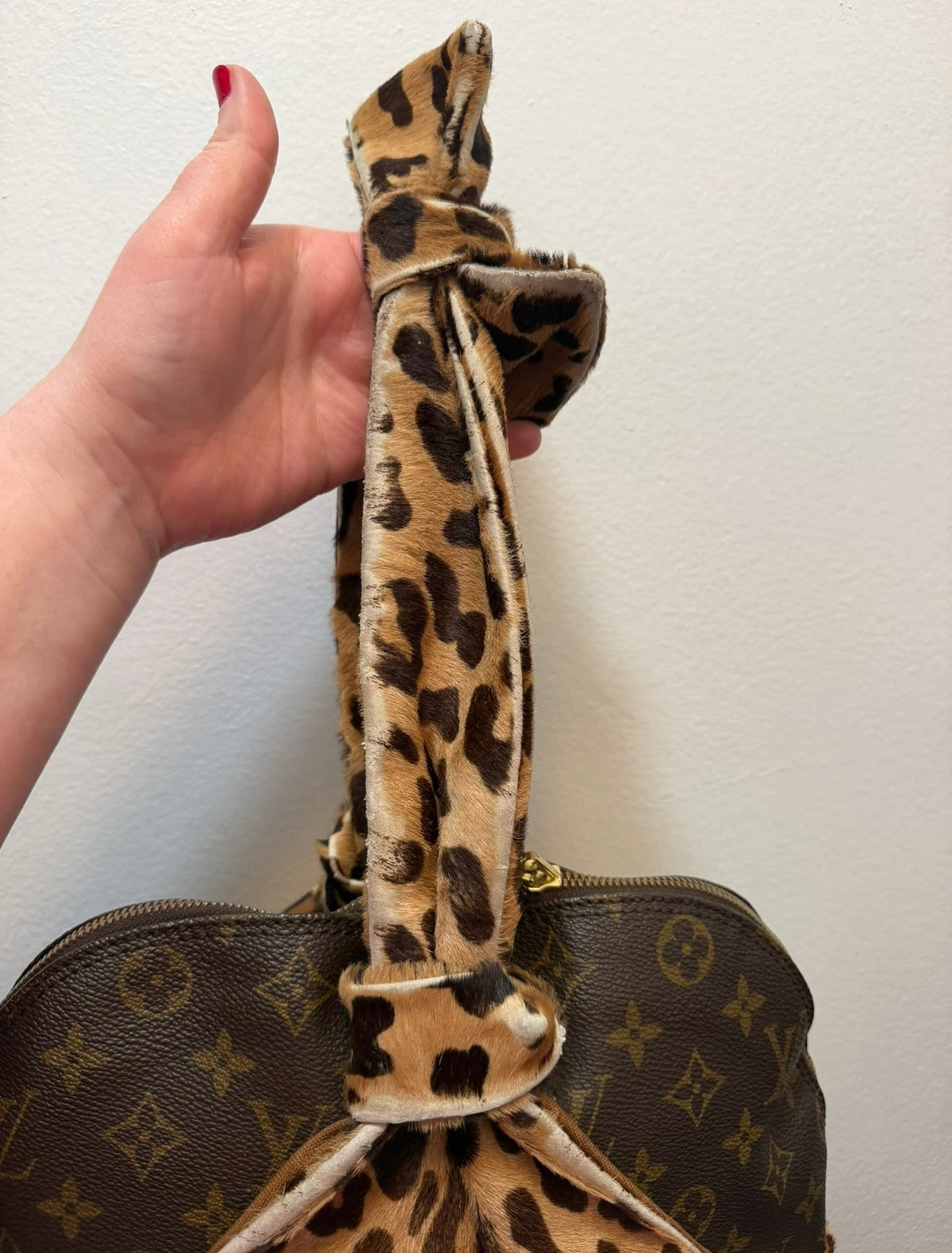 Authentic Vintage Louis Vuitton x Azzedine Alaïa 1996 Limited Edition Monogram Canvas & Leopard Calf Hair Centenaire Alma Bag “as is”