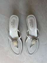 Coach US 8 White Leather Thong Sandal