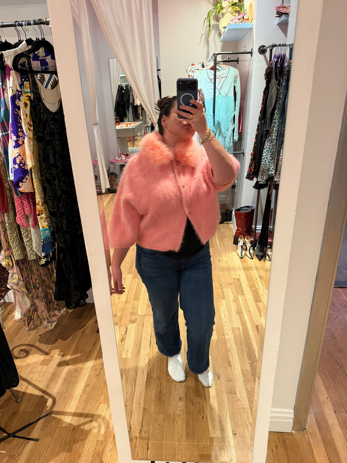 Pink sweater with fur