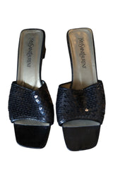Yves Saint Laurent black sequin sandal heels (9)