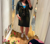 Vintage Y2K Denim dress with leather ties and buckle belt details