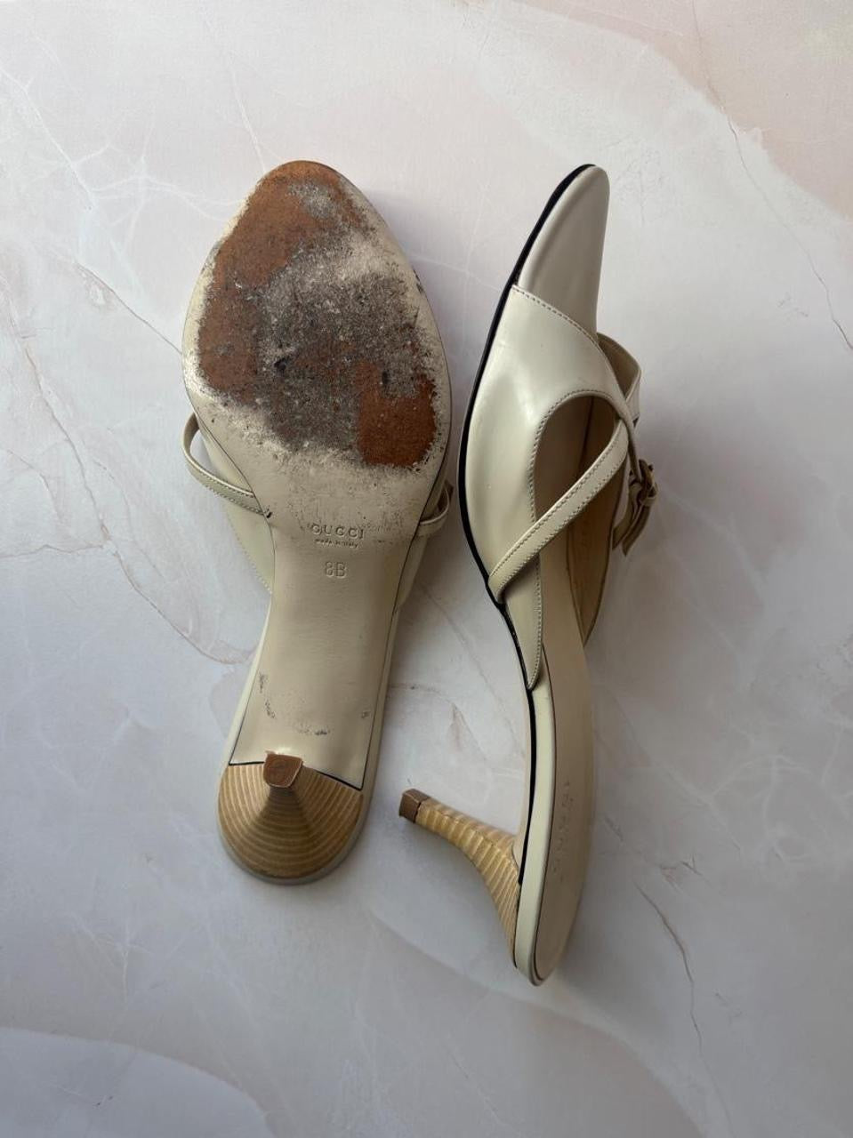 Gucci US 8 Ivory Leather Sandal