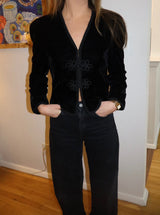 Rare antique velvet blazer with frog closures and braided detail size M